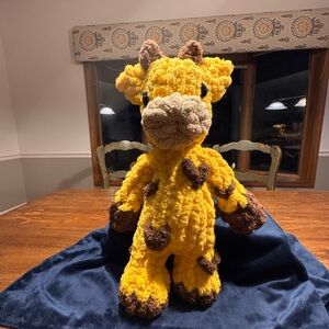 Yellow and Brown Hand Knitted Chunky Giraffe Plushy